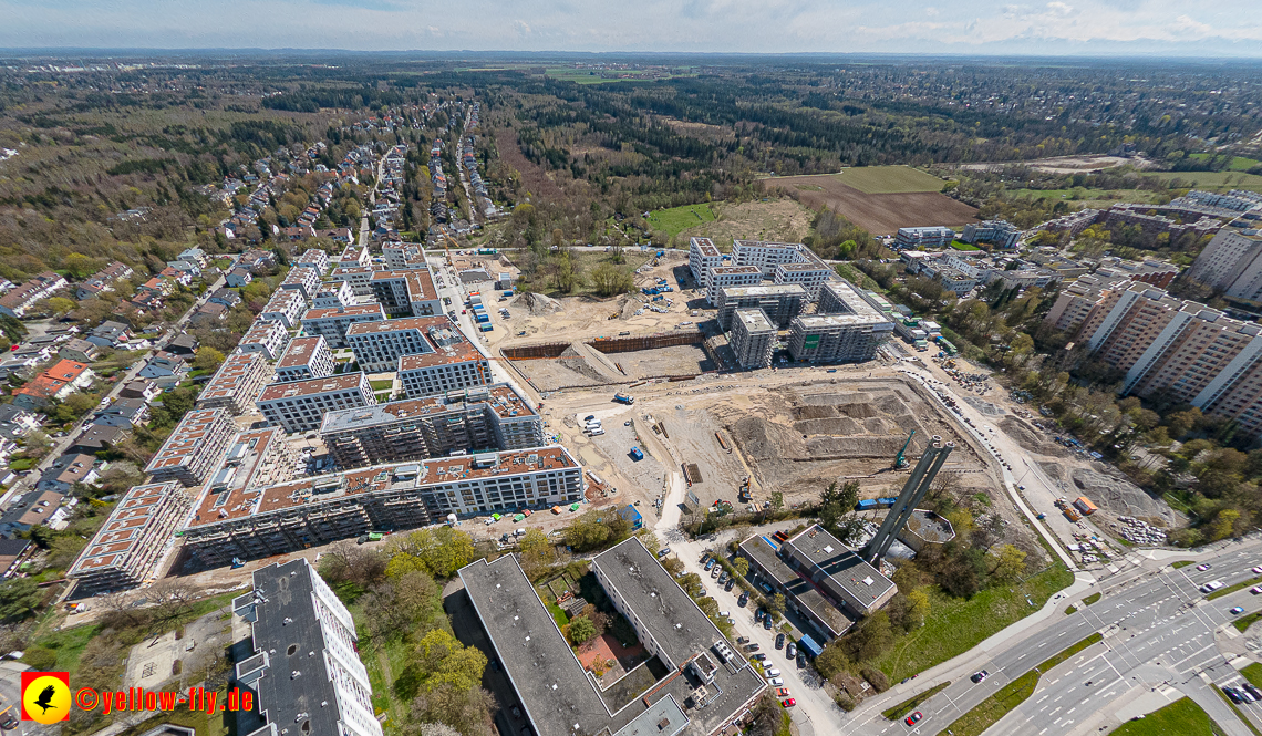 21.04.2023 - Luftbilder von der Baustelle Alexisquartier und Pandion Verde in Neuperlach